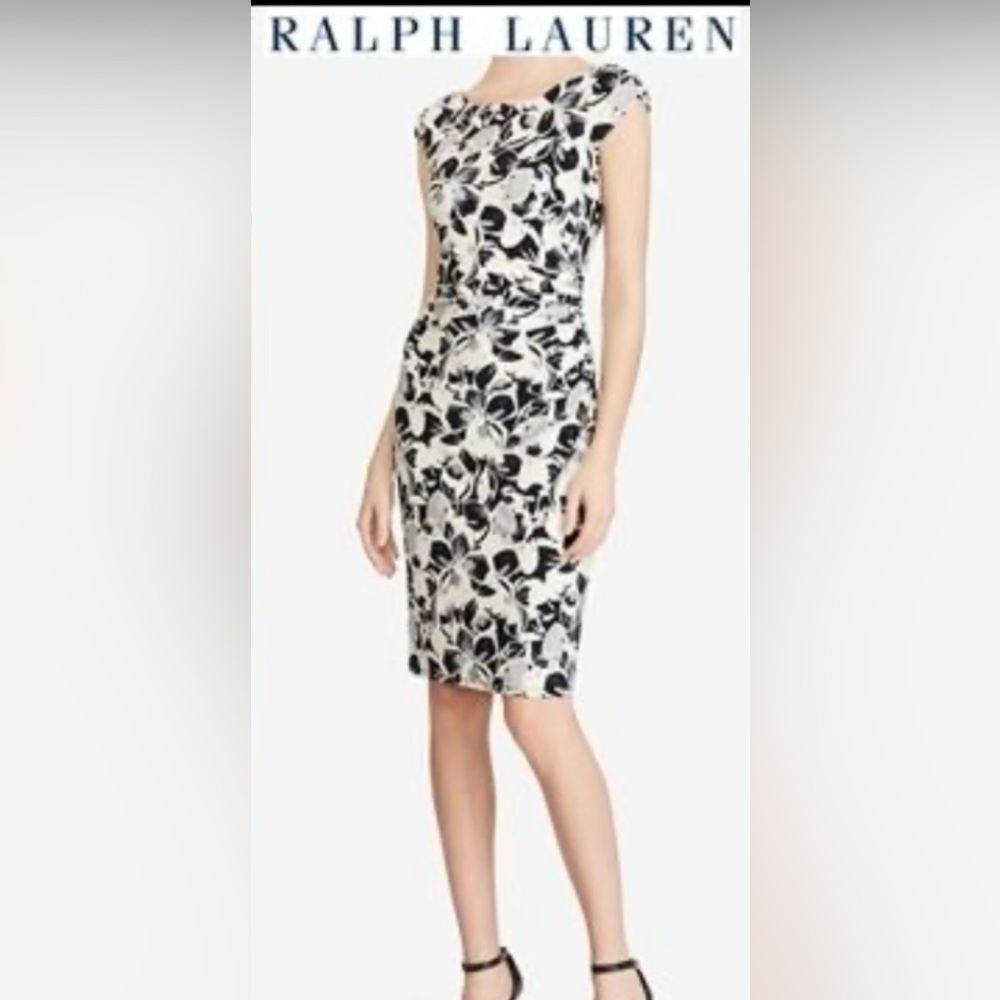 Lauren Ralph Lauren Ruched Floral Jersey Dress